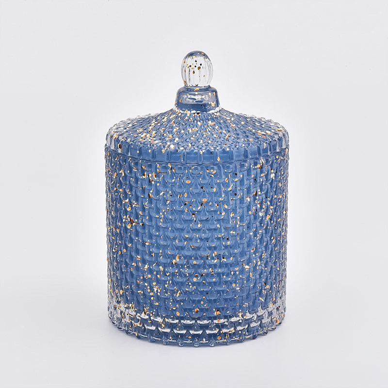 Luxury glass candle container with dome  lid, teardrop-shaped candle holder home decor