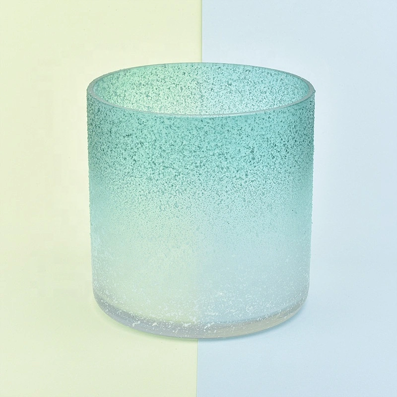 Wholesale luxury empty spraying blue glass candle tumblers holder