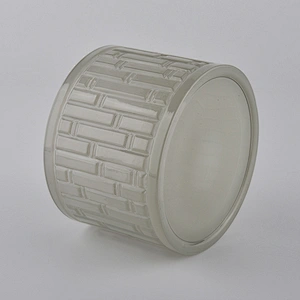 colored glass candle container with textured pattern, large  glass candle holder