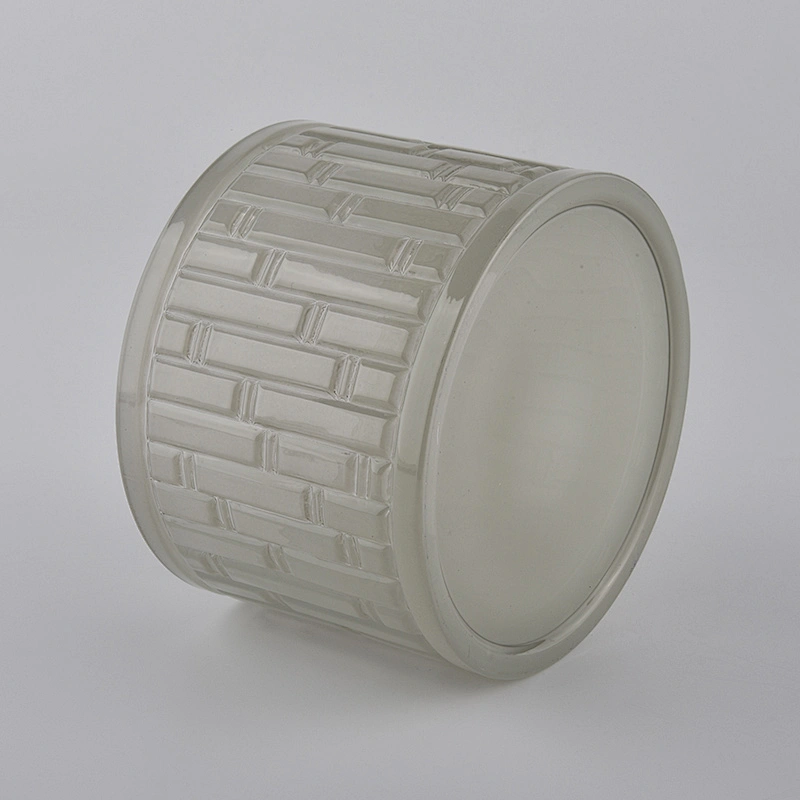 colored glass candle container with textured pattern, large  glass candle holder