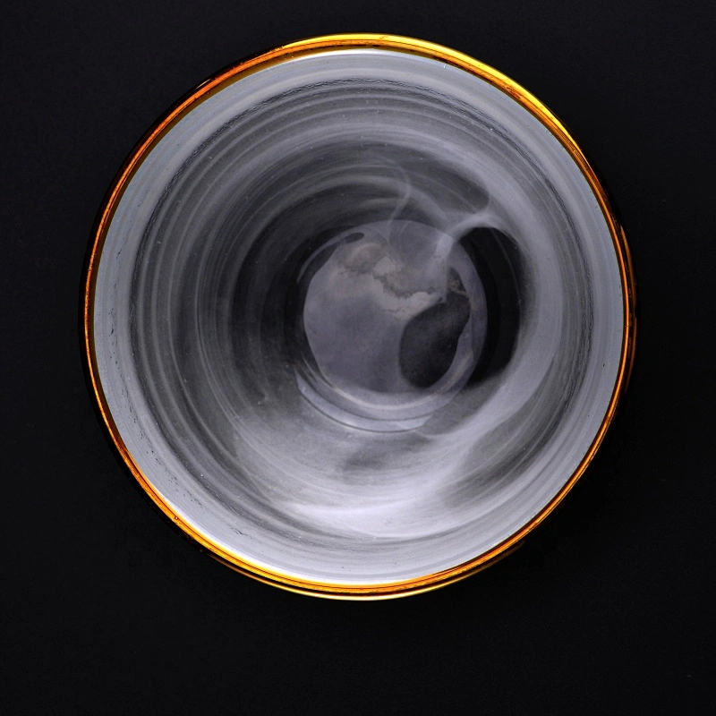 Thin white smoke glass candle holders with gold rim home decoration wholesale