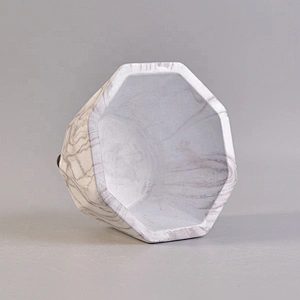 Geo cut clay candle holder concrete candle jar in bulk
