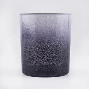 recycled empty frosted blue glass candle jar
