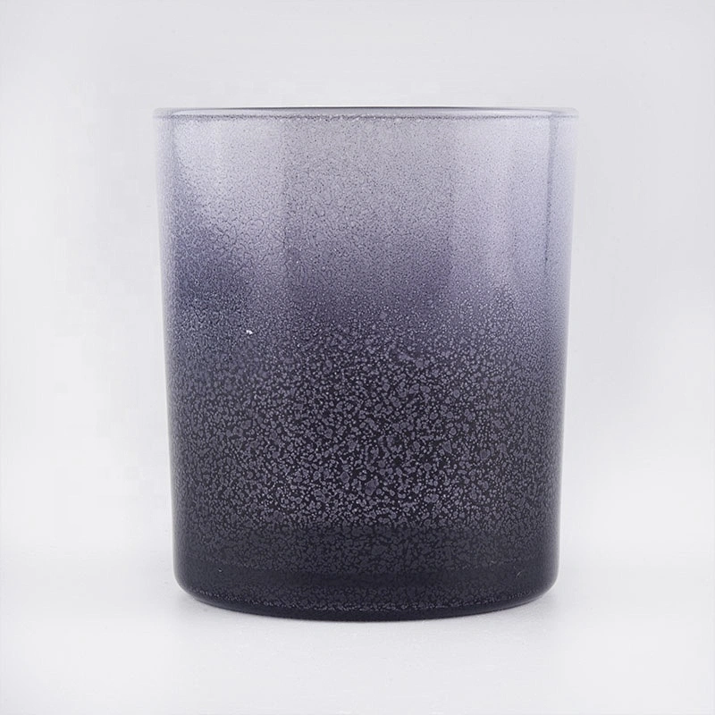 recycled empty frosted blue glass candle jar