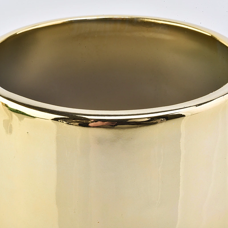 gold metal look ceramic candle jar 12 oz ceramic container custom