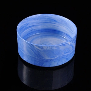 Home table decoration blue hurricane ceramic candle containers 16oz