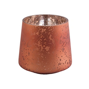 Mercury glass candle holders with color decorations
