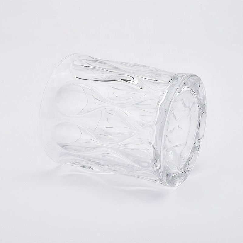 Luxury engraving candle vessel tea light glass candles jars scented bedroom decor factory
