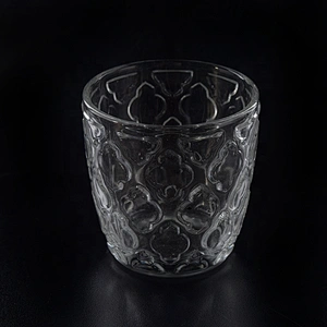 Transparent embossed Glass Candle tumblers