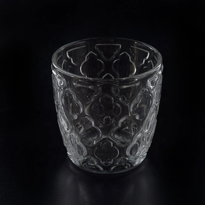 Transparent embossed Glass Candle tumblers