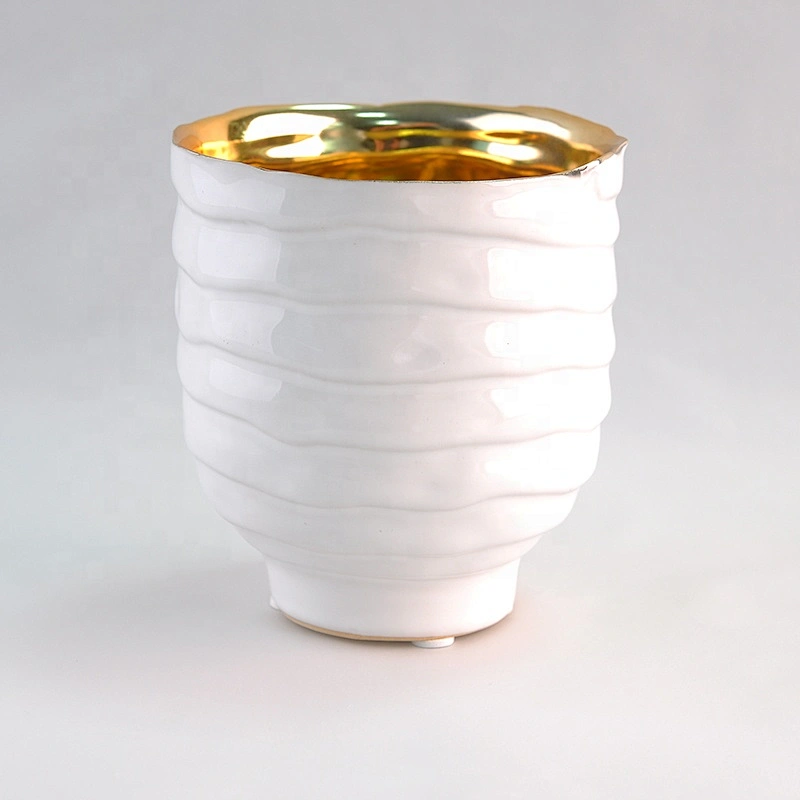 Wholesales wave pattern ceramic candle jars home decoration