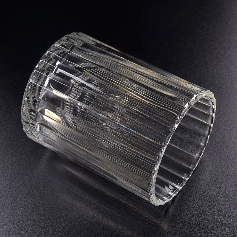 Clear Glass Candle cup stripe candle tumblers home Decor