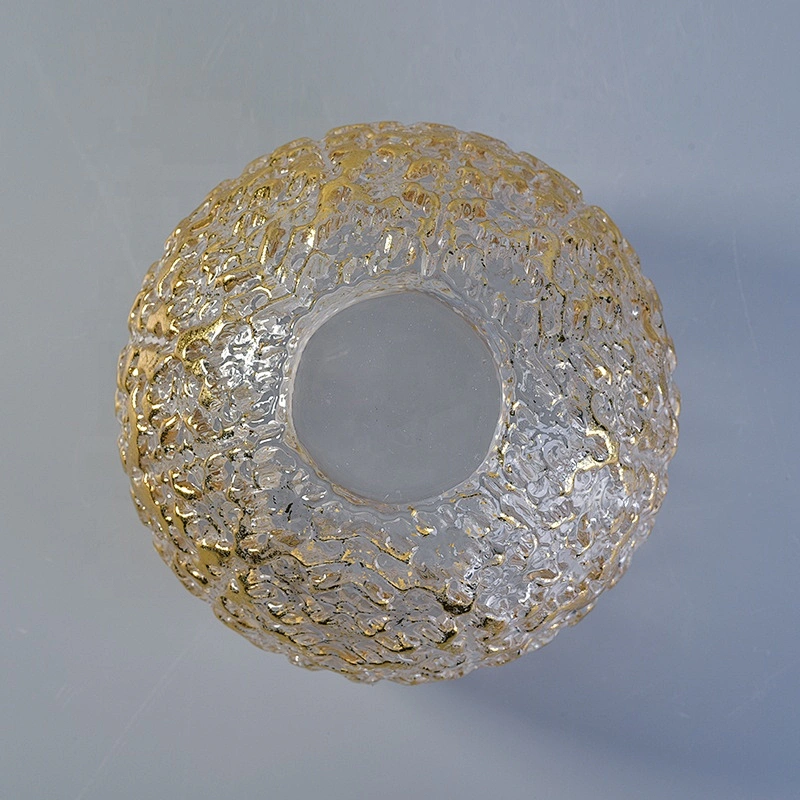 Embossed glass candle ball light gold spray candle holder home decoration wholesale