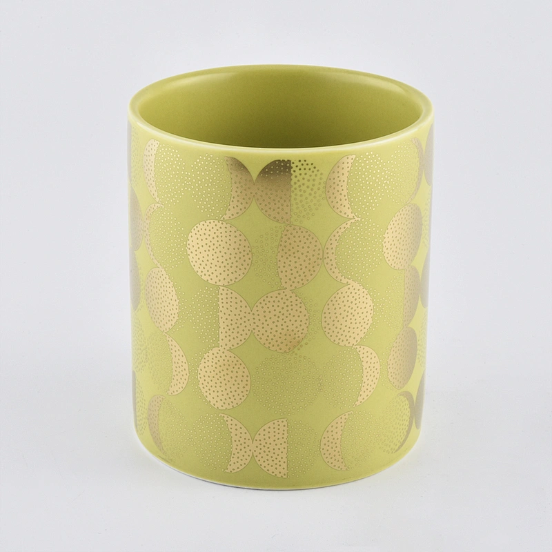empty ceramic candle jars with gold prints, 12 oz fancy candle jars