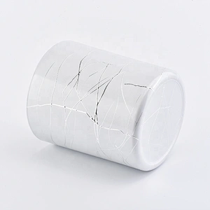 white 12 oz glass candle jar electroplating candle container wire drawing finish
