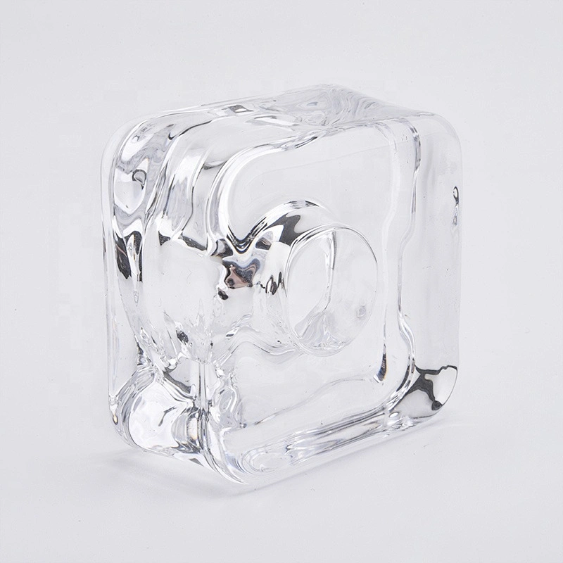 Clear crystal square tealight glass candle jars home decoration