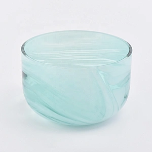 marbled glass candle jar, green glass container 560ml