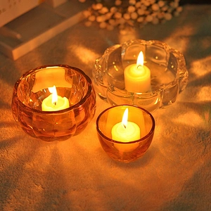 Apple tealight custom glass candle holder with lid