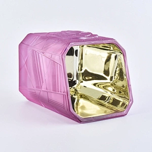 Sunny design custom pink luxury square Glass candle holder