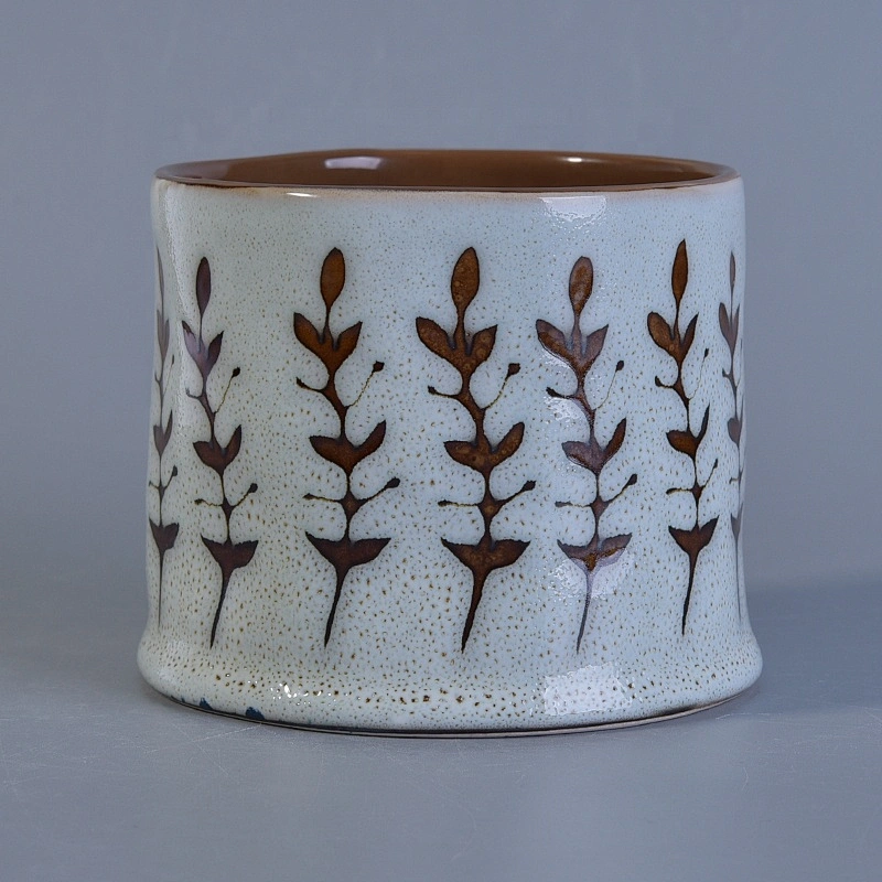 Vintage hand painting ceramic candle containers votive candle vessel home decoration in bulk