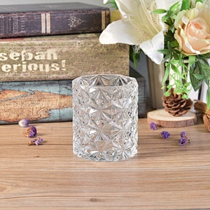 250ml Clear embossed Glass Candle holder  home Decor