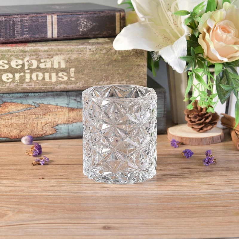 250ml Clear embossed Glass Candle holder  home Decor