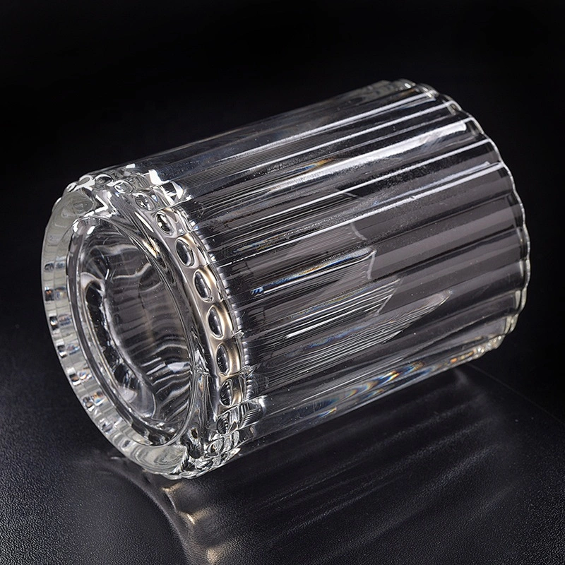Clear Glass Candle cup stripe candle tumblers home Decor