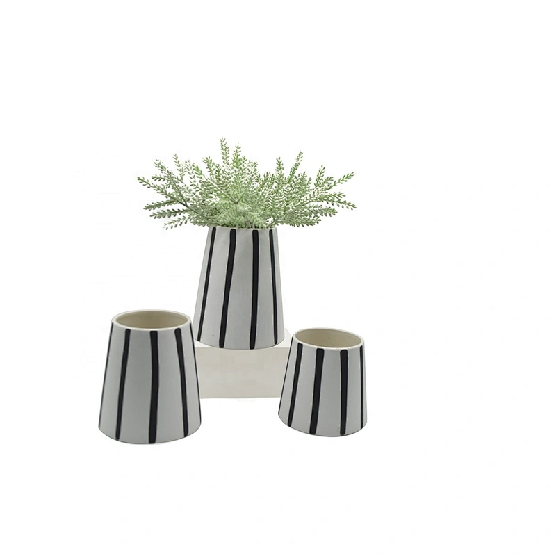 Black Lines Ceramic Vases and Pots for Flower Home Decoration Wholesales