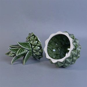 Pineapple-shape ceramic votive candle vessel luxury candle holder with lid home decor wholesale