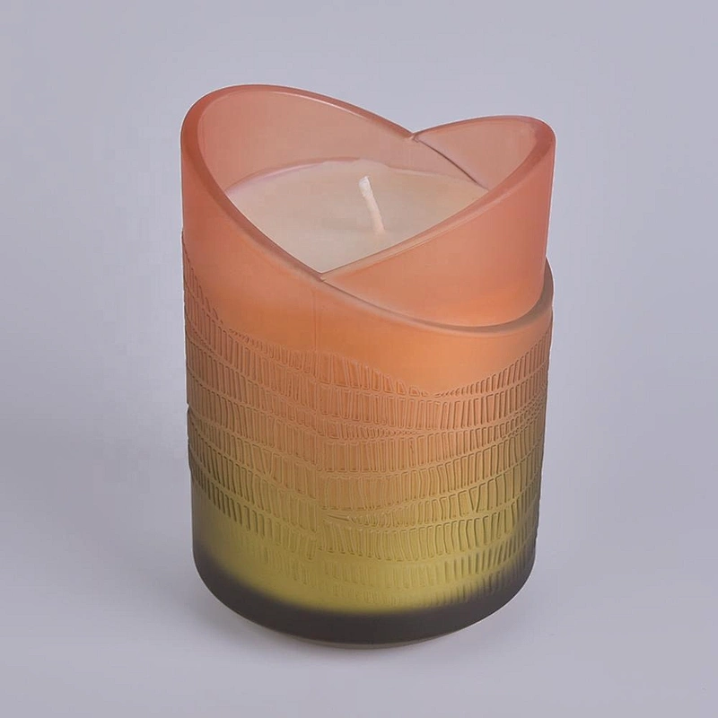 Luxury Colorful Heart Design Glass Candle Jars