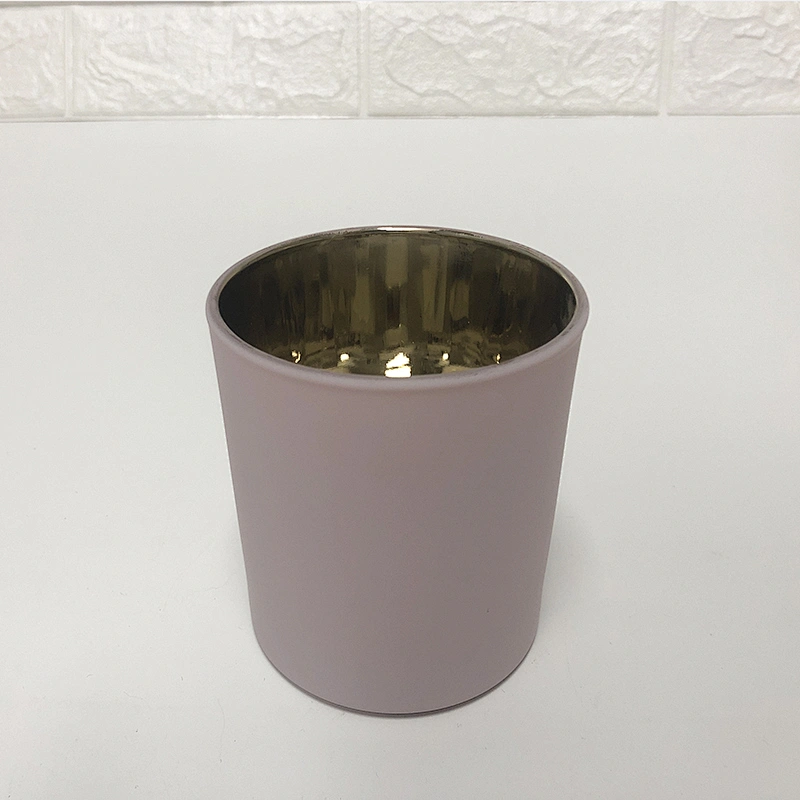 8oz 10oz Matte Pink Glass Candle Jars With Gold Plating