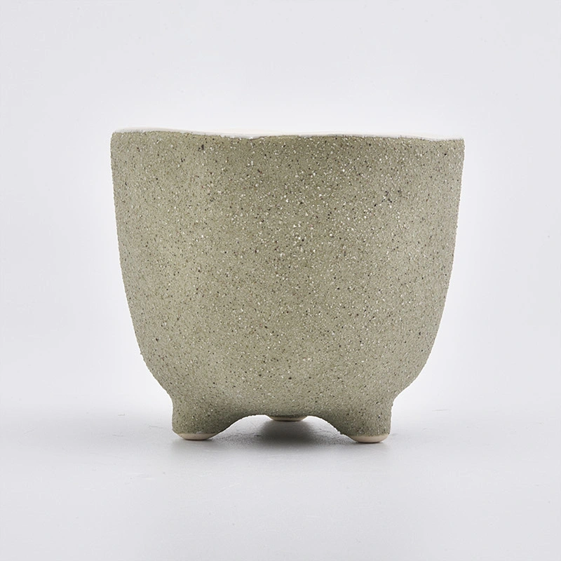 light green candle holder for home decor, matte ceramic jar in bulk
