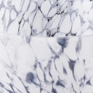 8 oz glass vessel with matte white pattern,  glass candle jar hand made