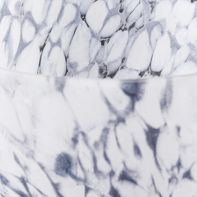 8 oz glass vessel with matte white pattern,  glass candle jar hand made
