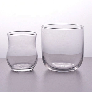 Empty high machine blown candle vessel glass tea light candle jar living roon decor supplier