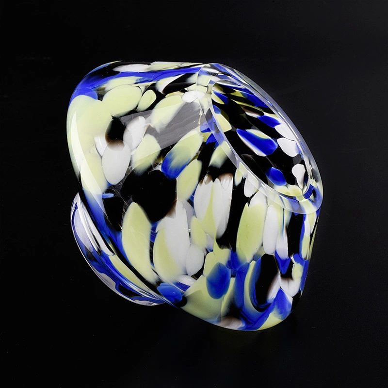 mottled glass vessel for candle making 8 oz glossy candle jar