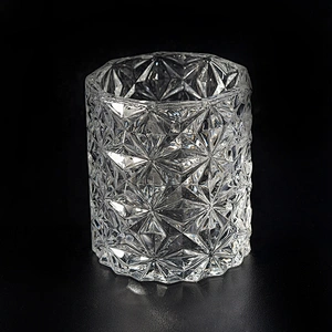 250ml Clear embossed Glass Candle holder  home Decor