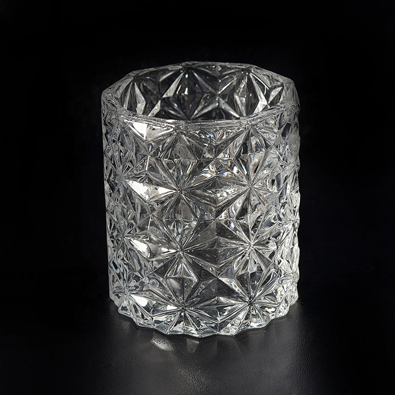 250ml Clear embossed Glass Candle holder  home Decor