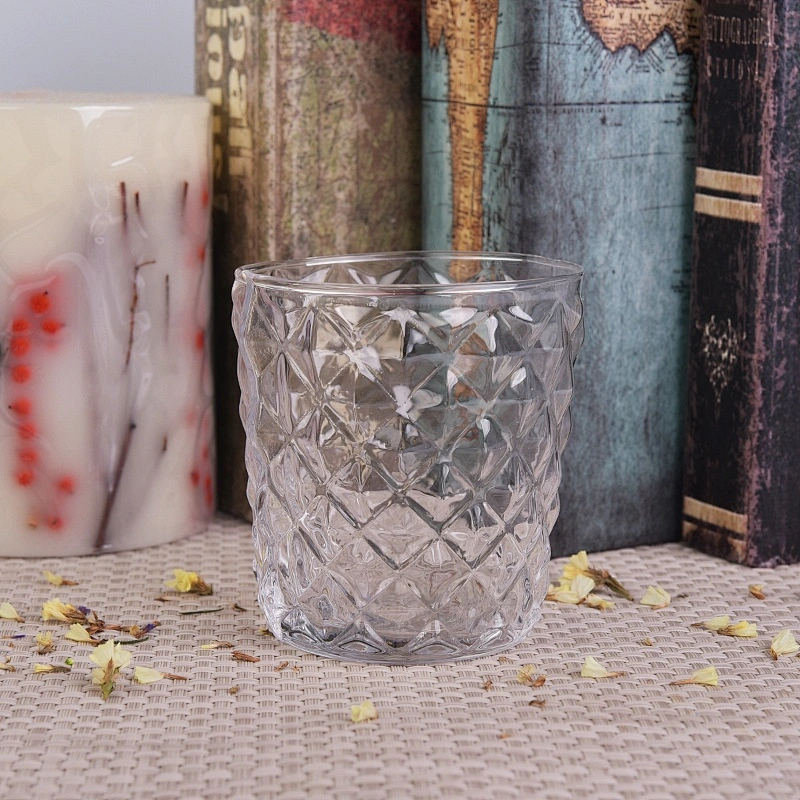 Clear crystal candle container glass tea light candle jar bedroom decor factory