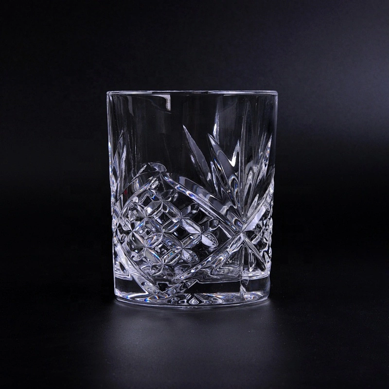 Clear leaves engraved glass candle holders wholesale for home decoration