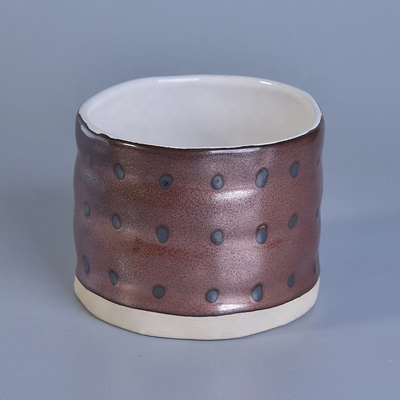 Vintage empty ceramic candle jar painted home decoration