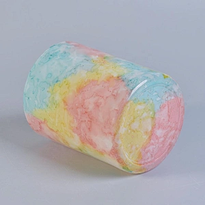 Sunny new design Luxury cylinder ceramic Multicolored candle jar bulk