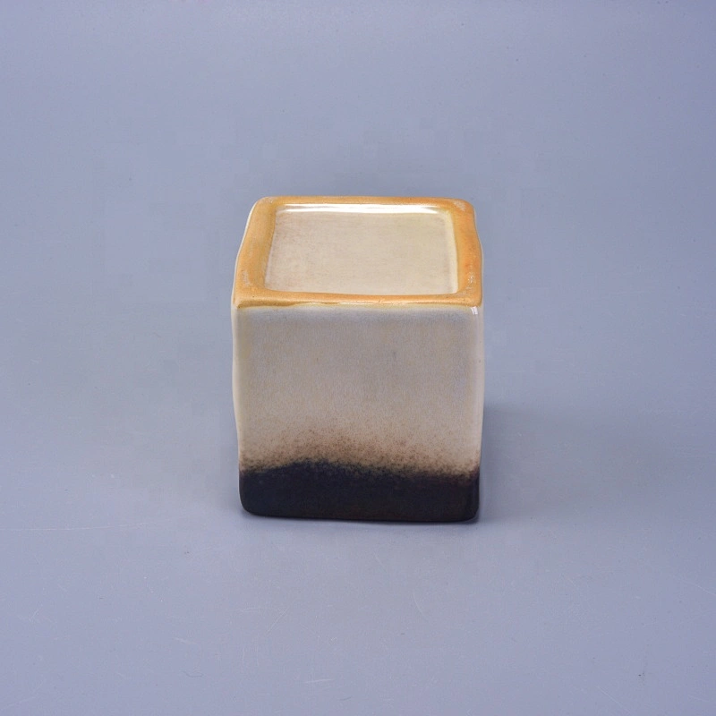 Square ceramic candle jars for home decor