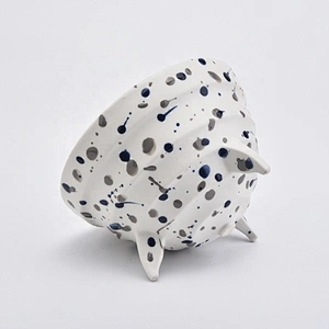 Unique handmade glazed ceramic candle vessel home decoration