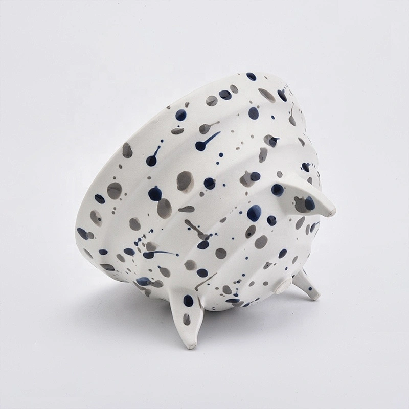 Unique handmade glazed ceramic candle vessel home decoration