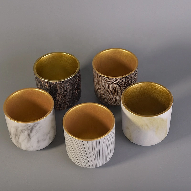 Electroplating cylinder ceramic candle holder for home decor