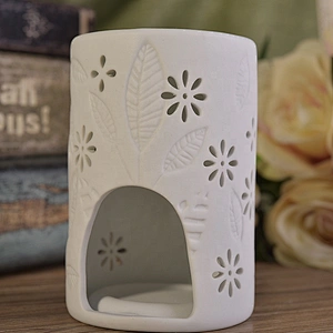 Cylinder flower custom ceramic hollow candle holder wholesales