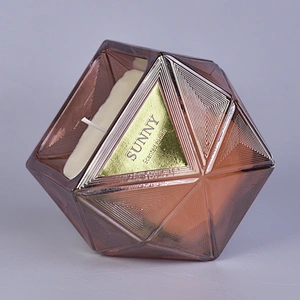 8oz 10oz 12oz Luxury Hexagon decorative glass candle holder