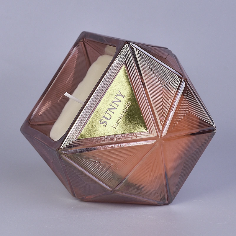 8oz 10oz 12oz Luxury Hexagon decorative glass candle holder