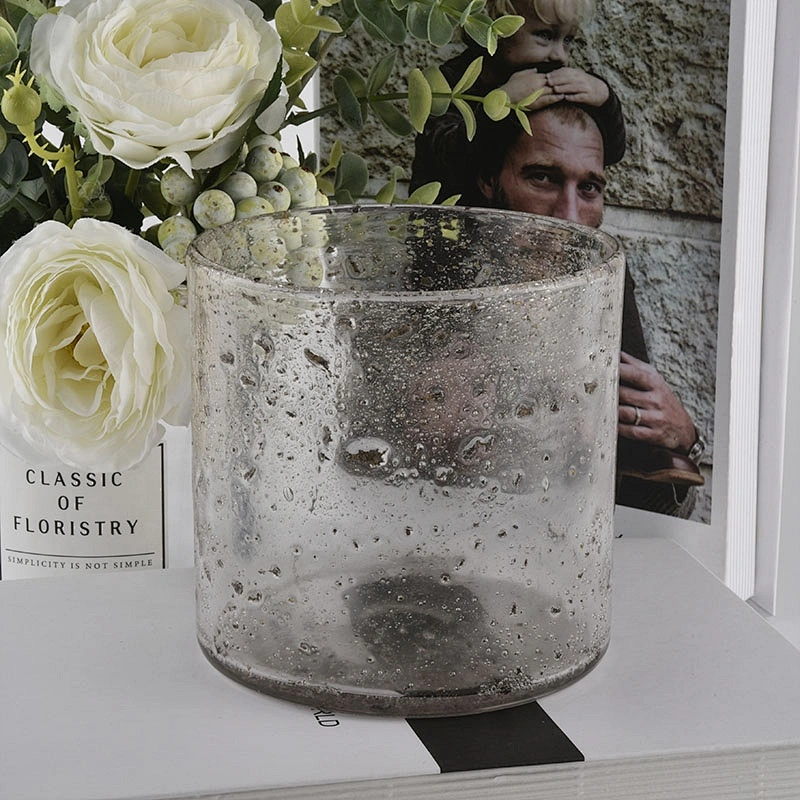 hand made glass candle holders with air bubble finish